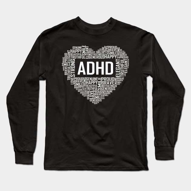 ADHD Heart Long Sleeve T-Shirt by LetsBeginDesigns